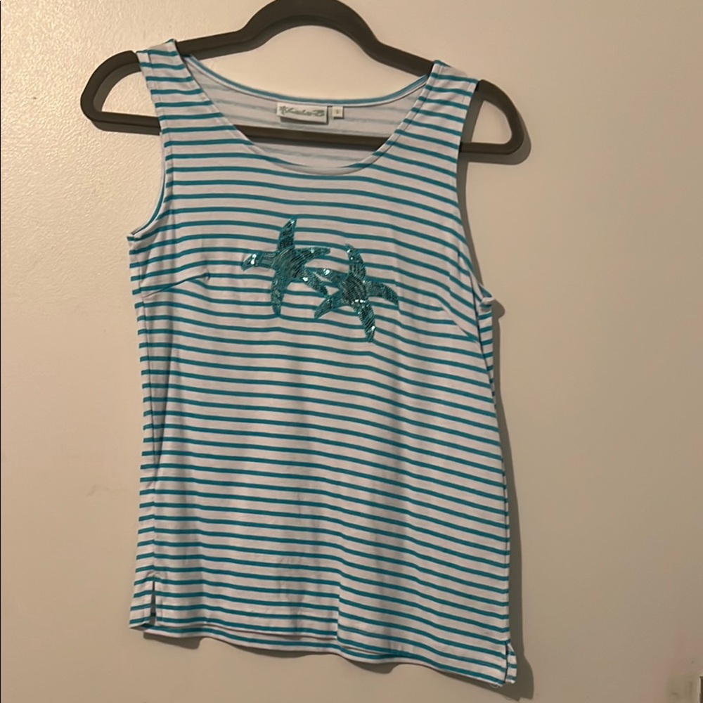 Lulu-B Blue and White Striped Tank Top